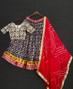 Nouvel arrivage de styliste tendance 2022, meilleure qualité, vêtements de fête Navratri, Jequard Patola Lehenga avec Bandhej dupata pur - Product Image 4