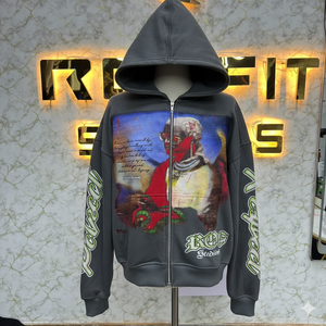 Servicios OEM Tasa ajustable Diseño único Fabricante superior Cliente Más demanda Serigrafía Nuevo estilo Cremallera Sudaderas con capucha - Product Image 3
