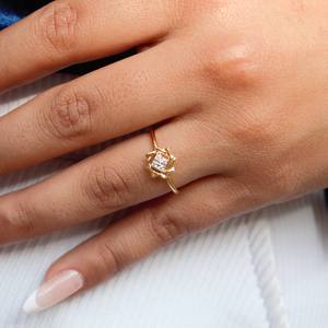 Anillo de oro macizo de 18 quilates certificado IGI con diamante ligero para joyería de uso diario - Product Image 6