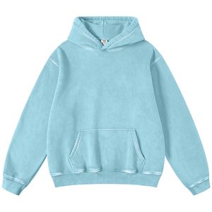 Nouvelle Arrivée Promotion Hiver : Sweats à Capuche en Polaire Unie Effet Délavé pour Hommes – Style Unique, Respirant, Écologique, Coton/Polyester Vintage - Product Image 1