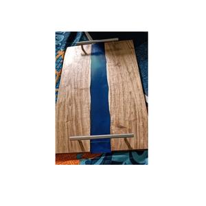 Plateau de service de nourriture en bois et en résine élégant pour fournitures d'hôtel de Restaurant plateau de service de fruits de haute qualité avec poignée en métal à vendre - Product Image 1