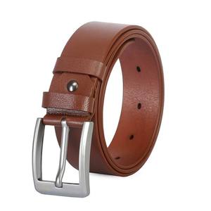 100% véritable ceinture en cuir de peau de vache formelle de haute qualité pour hommes avec alliage pour boucle motif solide - Product Image 1