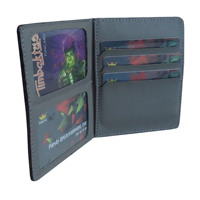 Dompet Pria Kulit Domba Asli 100% Gaya Bisnis dengan Kantong Koin, Finishing Nappa Hitam & Abu-abu, untuk Kartu Kredit & ID