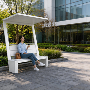 Banco <span class=keywords><strong>de</strong></span> Parque Moderno para Exteriores con Toldo |   Asientos Públicos Inteligentes con Energía Solar y Carga USB para Parques y Ríos - Product Image 2