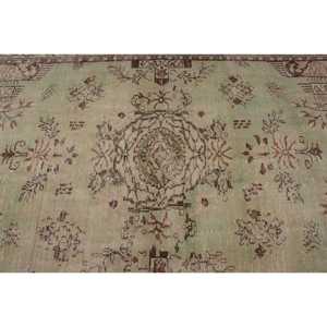 Tapis turc vintage, grand tapis de 5,5 x 9,6 pieds, tapis à imprimé animal vert et marron - Product Image 5