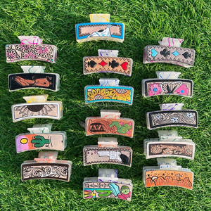 Western Cowgirl pinces à cheveux femmes usinés pinces à griffes en cuir gravé en cuir Vintage Style cheveux accessoires Cowgirl cadeaux - Product Image 6