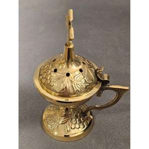 Haut brûleur d'encens en laiton fini or de qualité accrocheur croix sur le dessus ornement religieux encensoir de luxe brûleur d'encens Onsale - Product Image 2