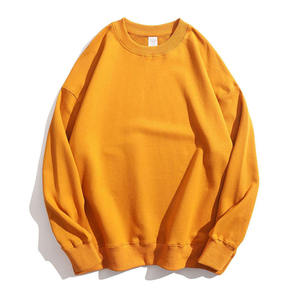 Sweat-shirt à col rond surdimensionné pour homme en coton Streetwear uni teint uni Motif uni Sweat-shirt personnalisé - Product Image 1
