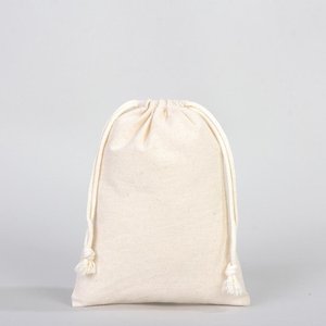 Natural Cotton <b>Drawstring</b> <b>Pouch</b> 6x8 Screen Printed Favor & Gift Bag with Embroidered Custom Logo for Crafts and Candies - Product Image 2