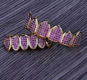 Grillz de luxe en diamant, finition plaquée rhodium haute brillance, ajustement confortable, pierre principale en morganite personnalisée, or/argent, pour homme, très vendu - Product Image 1