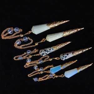 Chakra Crystal Craft Metal Cone Mix Gemstone Péndulo facetado - Product Image 1