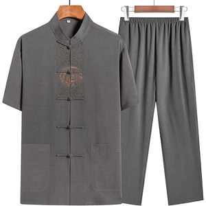 ชุดกีฬากังฟูผ้าฝ้ายสีพื้นแห้งเร็วระบายอากาศได้ดีน้ำหนักเบาชุดกังฟู100% ออกแบบโลโก้ได้ตามต้องการ - Product Image 2