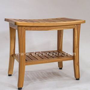 Taburete de madera rectangular moderno para el hogar Taburete de almacenamiento con estilo con atractivo decorativo para muebles de baño de sala de estar - Product Image 3