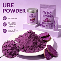 Poudre d'igname violette biologique en emballage personnalisé, Poudre d'igname violette instantanée, Poudre d'ube violette