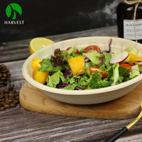 Assiettes Rondes Jetables en Bagasse de Canne à Sucre Biodégradables et Compostables Marque Harvest pour Salades, Risottos et Pâtes à Emporter