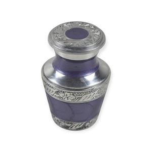 Urne commémorative élégante en argent et violet, urne décorative pour cendres - Product Image 5