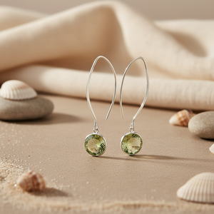 Women's 925 Silver <b>Drop</b> <b>Earrings</b> with Green Amethyst <b>Fashion</b> Jewelry Gift - Product Image 3