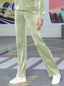 Sweats à capuche vierges personnalisés pantalons évasés vêtements d'automne de grande taille ensemble de velours piste deux pièces pour femmes vente en gros ensembles de sweat à capuche - Product Image 2