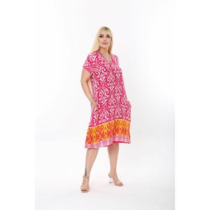 Taglie forti con scollo a V abito in tessuto PE701