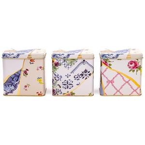 Kintensan เซ็ตจัดเก็บของทำจากโลหะทรงสี่เหลี่ยมขนาด80x120มม. (ชุด3ชิ้น) kintsugi ดีไซน์ดอกไม้เส้นเลือดทอง - Product Image 1