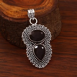 Colgante de ónix negro, collar Vintage hecho a mano de Plata de Ley 925, regalo de cumpleaños elegante para ella, joyería Unisex - Product Image 4