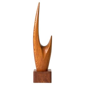 Sculpture de table en bois moderne faite à la main, inspirée de l'art traditionnel, pour la décoration culturelle de la maison, présentoir de table de salle à manger - Product Image 1