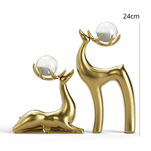 Attrape-soleil en céramique dorée en forme de cerf, décoration moderne de Noël, 25 cm, fabriqué en Italie, Optima Trade Srl - Product Image 5