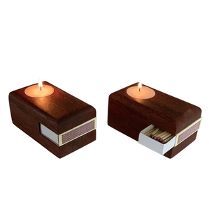 Bougeoir à bougie chauffe-plat carré de qualité ultra nouvelle faite à la main décor de table en bois naturel pour la maison salon fête de noël - Product Image 1