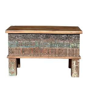 Antique Luxury Carved Wood Dowry Chest <b>Rustic</b> French Indoor Furniture for Home Bar or Living Room - Product Image 3