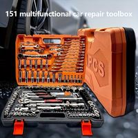 151 pièces d'outils à main CR-V pour la réparation automobile, jeu de douilles de 1/4 pouce, clé dynamométrique à cliquet, combo pour usage domestique, support OEM personnalisable