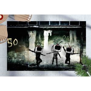 Alfombra Moderna con Diseño de Arte Callejero, Alfombra con Estampado de Cabeza de TV de Banksy, Alfombra Suave con Pelo Largo - Product Image 2