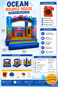 Parque Infantil Inflable Profesional de 3x3x3 m – Casa de Brinco de PVC – Uso Profesional en Interiores/Exteriores – Cumple con las Normas de la UE - Product Image 4