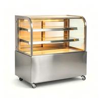 Vitrine réfrigérée pour gâteaux sur pied, double arc, avec corps en acier inoxydable, capacité 2-8 gâteaux ℃   Système de refroidissement