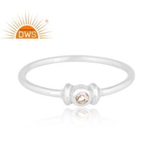 Dernières tendances Bague empilable en argent sterling fin avec topaze blanche naturelle Fabricant de bijoux personnalisé - Product Image 3