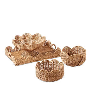 Natural Rattan <b>Tray</b> Round Flower Shape, <b>Tray</b> for Serving Food, Candy, Fruit, Kitchen Utensils - Product Image 3