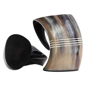 แก้วน้ำทำจากเขาสัตว์ธรรมชาติขัดเงาคุณภาพพรีเมียม เป็นมิตรกับสิ่งแวดล้อม งานแฮนด์เมดสไตล์ชนบท ลายไม้ไม่ซ้ำใคร กันน้ำได้ - Product Image 2