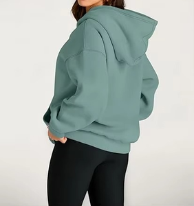 Sudadera con capucha de lana de gran tamaño Vintage para mujer, con hombros descubiertos, estampado personalizado, mezcla de algodón transpirable en la parte delantera, OEM - Product Image 2