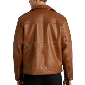 Slim Fit Fashion Winter Outerwear <b>Men</b> Leather <b>Jacket</b> Modern Design <b>Casual</b> Style Stand Collar Front Logo Breathable Waterproof - Product Image 2