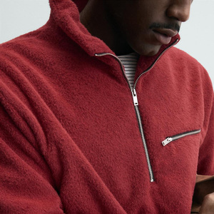 Tissu en coton/polyester pour un ajustement décontracté, service OEM, vente en gros, sweat-shirt pour homme à manches longues avec col montant et fermeture éclair - Product Image 3