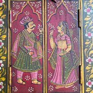 Hand Painted Wooden Window with <b>Plant</b> Pattern - Product Image 3