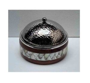 Juego de vajilla de madera de teca fina, cacerolas de servicio, calentador de alimentos de acero inoxidable, cazuela artesanal - Product Image 6