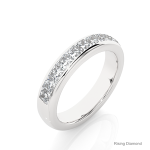 1,07 CTW Princess Cut Lab Grown Diamond Half Eternity Set CVD Wedding Band Anillos de regalo de aniversario de oro blanco - Product Image 3