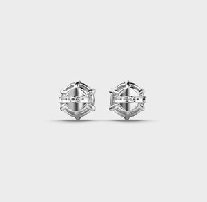 IGI Certified Round Brilliant Lab Grown Diamond Stud <b>Earrings</b> <b>Solid</b> 925 Sterling <b>Silver</b> 6 Prong Solitaire Diamond <b>Earrings</b> - Product Image 4