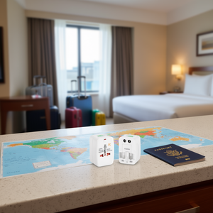 All-in-1 World Universal Travel <b>Adapter</b> EU AU <b>UK</b> US Plug Bianco - Product Image 3