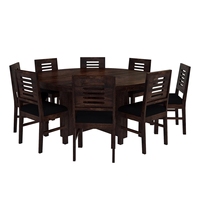 Ensemble de table à manger ronde au design européen moderne, chaises en bois massif, 8 places, écologique, pour appartement et hôtel, garantie 10 ans