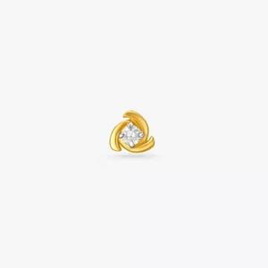 Alfiler de Nariz de diamante cultivado en laboratorio hecho a mano en oro amarillo de 14kt joyería de tendencia elegante y hermosa para mujeres diseño tradicional - Product Image 1