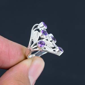 Anillo de piedras preciosas de amatista de Plata de Ley 925, joyería hecha a mano, anillo de estilo bohemio de plata, joyería para mujer, regalo de boda para esposa - Product Image 4