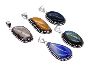 Nuevo Vintage 5 uds collares de moda para mujer mezcla de piedras preciosas colgantes latón tema cristiano caliente EBay tendencia mezcla lote a granel PP 29 - Product Image 3