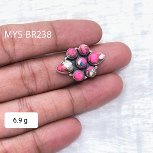 Bagues en argent sterling 925 avec pierre précieuse turquoise en forme de barbe à papa, prix de gros en vrac, bijoux - Product Image 1