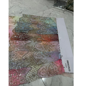 Tela de Seda Importada de Lujo con Cuentas Hechas a Mano para Lehengas de Novia, Vestidos de Alta Costura y Vestidos de Novia - Product Image 1